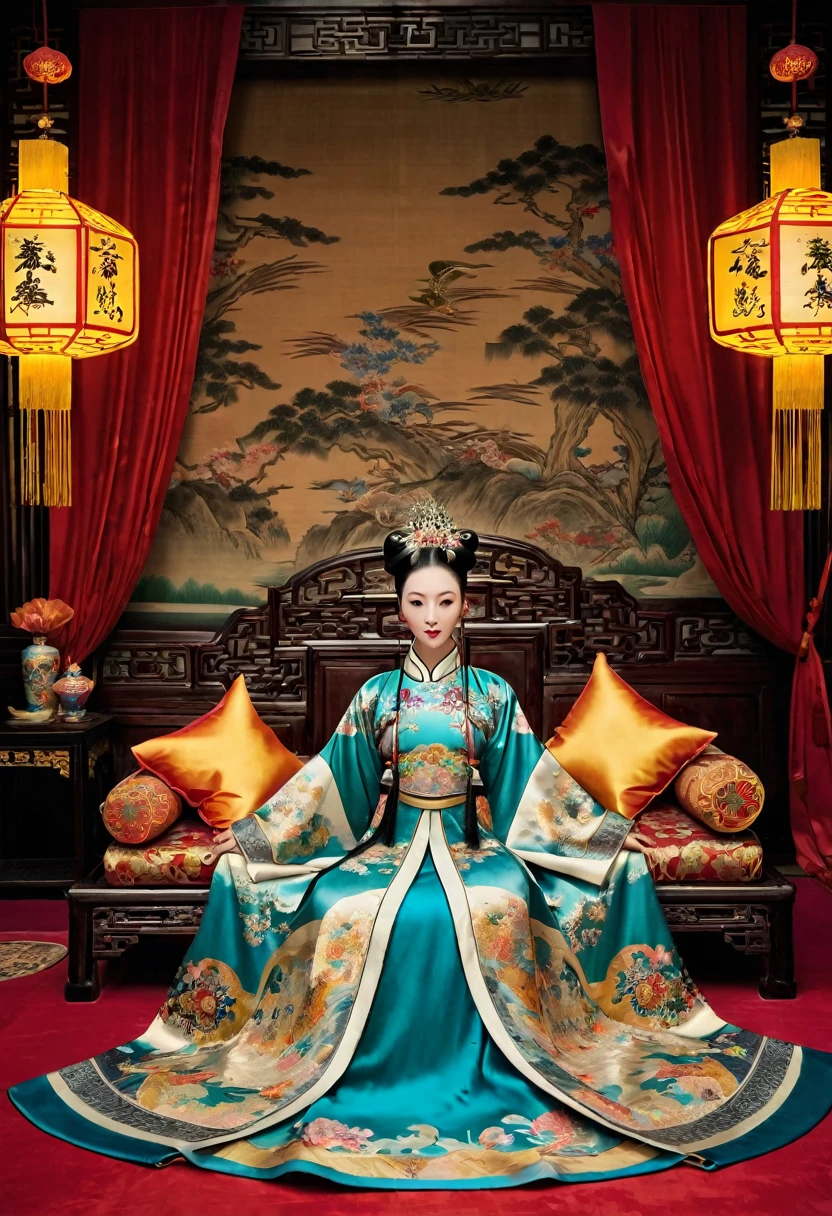 Gorgeous Empress of the Chinese Court during the Qing Dynasty Gorgeous Empress of the Chinese Court on a sofa, nude, large and golden, with her legs on the sofa, wide open, knees bent, in an M pose (pornographic pose), with her hair tied on both sides The background of this perverted and erotic woman wearing a crown and tying her hair is the Chinese court of the Qing Dynasty. The scene is set in the luxurious room of an empress in the Qing Dynasty Chinese court.

Translated with DeepL.com (free version)