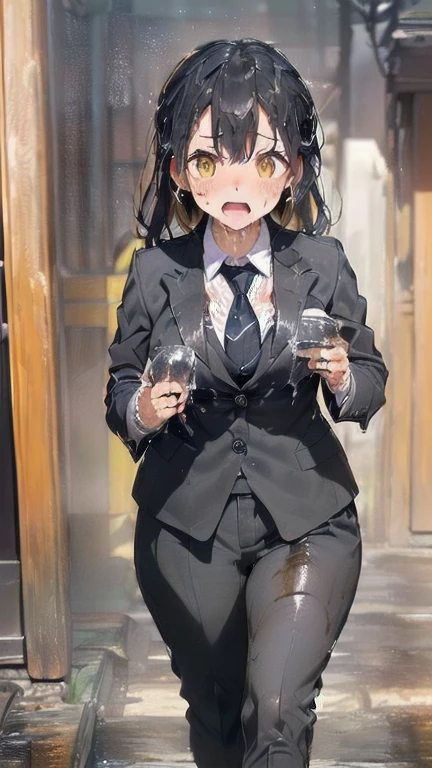 (must be follow these prompts:2.2),masterpiece,best quality,extremely detailed,(in her clothing:3.0),(in her formal styled business suit clothing:2.6),(adorable girl:2.5),(usually adorable face:2.2),(displayed one girl on single picture:2.4),(black hair:2.1),(lower height:2.3),(A small, curvy new employee working in modern Tokyo wearing a dark grey business suit jacket and trousers:2.3),(A cute girl-like moan echoes:2.2),(The new recruit was covered in thick, concentrated semen that had repeatedly soaked into his dark grey suit, turning it amber-coloured, and he became very smelly and dirty.:1.7),(The new employee was wearing a business suit that had been ejaculated on a long time ago, leaving a very light, amber-colored stain that was smeared with varying shades of color.:1.6),(その新入社員はfirst time々It gives a cute and innocent impression.:2.4),(The recruit&#39;s entire body was oozing with the slimy secretion of sexual climax.:2.1),(The new employee&#39;s breasts, covered by her business suit, are swelling with intense lust.:2.4),(The new employee succumbed to her sexual desire and played with her clitoris through her pants.:1.8),(libidonous tumultus are makes sensuous reaction of her body:2.1),(she was sank into the depth of irresistible low passion:1.6),(viscous drips on her suit like a hunny dipping:2.4),(The new employee&#39;s love juices were dripping down the inside thighs of her dark grey trousers.:2.2),(in her clothing massively ejaculated:2.2),(men's elected twangers were inserted her:2.3),(The new employee with a plump, round body smells like semen:2.3),(she was already stroked up to the depth intervaginal sensual spot:2.3),(notably buldged up her inner labia majora:2.9),(A young, shy moan:1.5),(having big breasts in her clothing:2.6),(A new employee with an innocent look working in the office:2.3),(The new employee is short but has a slightly plump body.:2.1),(The crotch of his dark grey trousers is discolored with love juice stains.:2.5),(The new employee is convulsing and dripping love juice from her pussy, which is hidden under her pants.:1.8),(The new employee&#39;s dark grey trousers, which hug her plump thighs, are damp with lascivious secretions.:2.0),(The new employee endures the slush between his legs by continuing to wear his dark grey trousers.:2.1),(A new employee who is always holding his crotch over his dark grey trousers:1.7),(A moan filled with childish embarrassment:1.5),(The new employee&#39;s suit-covered breasts and nipples are bulging with lust.:1.8),(The new employee has a very lewd body hidden under her clothes.:2.2),(The new employee works very diligently.:2.5),(The new employee has short, thick legs.:2.2),(first time々New Employees:2.2),(she looks like japanese idol:2.3),(The dark grey trousers are made from a durable fabric that will never tear.:2.3),(she looks like a lolita:2.0),(All of this happened to the new employee himself, not anyone else.:3.1),(tough business suit:2.2),(Make sure to depict the face:5.3),(Calm expression:4.3),(Innocent face:3),(The story focuses on just that one new employee.:3.3),(The only characters that appear are the new recruits.:4.2),(Portrait Style:5)