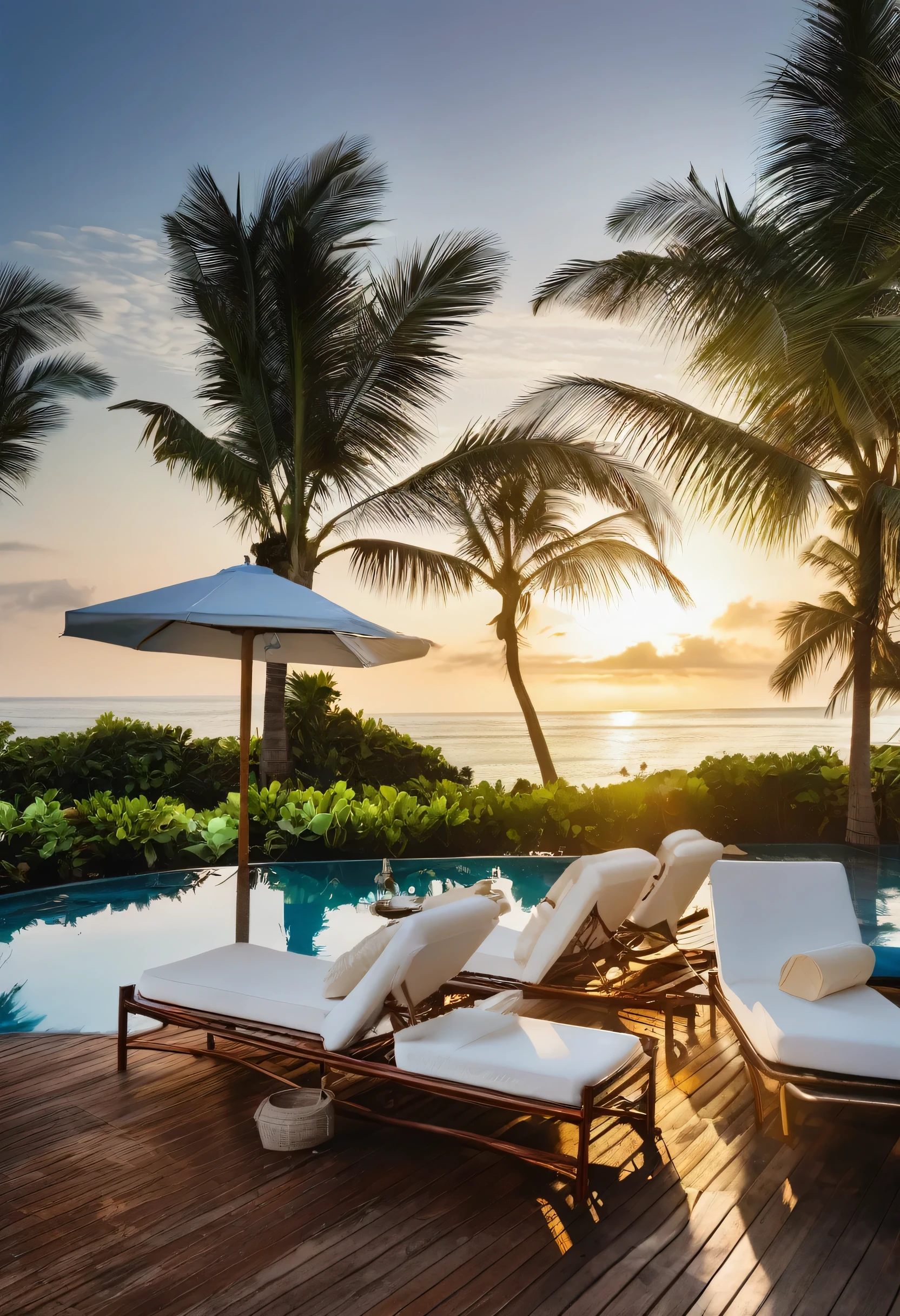 CocktailsSunsetHammockLoungeChairSpaInfinityPoolBaliMaldivesCaribbeanBeachResort　nature　Real