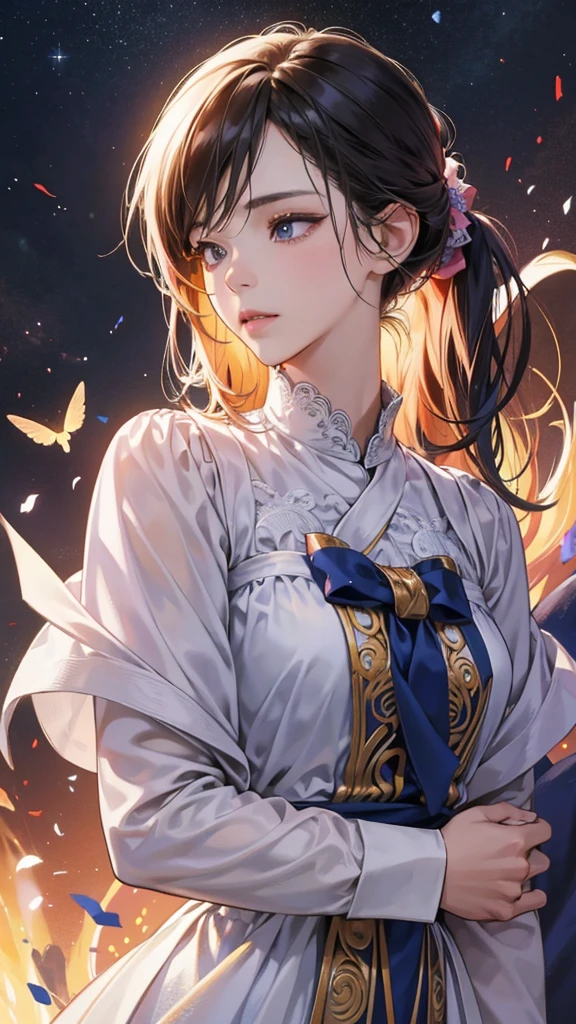 (masutepiece, Digital Art, Digital Illustration, 4K, 8K, Ultra-detailed, beautiful image, Sharp Image, Photorealistic, Raw photo, Perfect face, Perfect lines, Perfect eyes, Soft lighting) ,หนุ่มคอเคเชียนและเด็กสาวคอเคเซียนนั่งอยู่บนโซฟาในอพาร์ตเมนต์ดูทีวีกับแมวหลายตัว.,ผมสีดำ, แมวดำ,แมวสีขาว