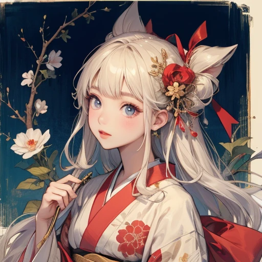 ((Highest quality)), ((masterpiece))、Hime cut、kimono、D Cup、Selfish Body、whole body、Dynamic
