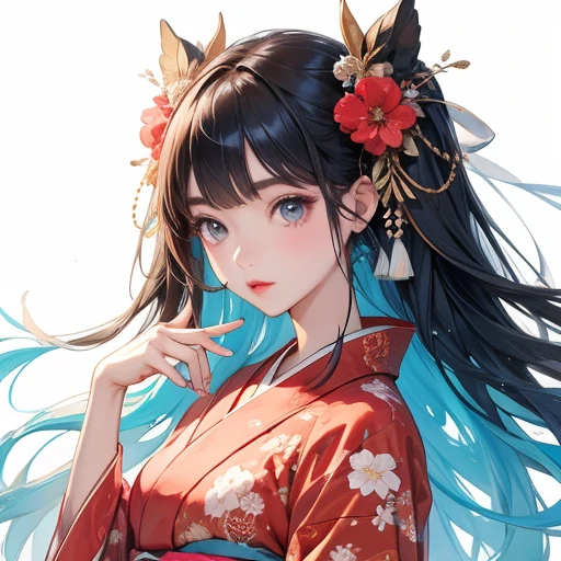((Highest quality)), ((masterpiece))、Hime cut、kimono、D Cup、Selfish Body、whole body、Dynamic