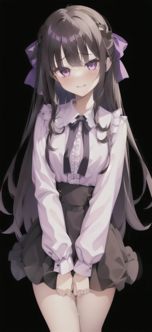 1girl,独奏,crotch_Rub,masturbation,pussy_juice,female_masturbation,skirt_lift,living_room,pussy_juice_drips_on_the_floor,long_hair,blush,bangs,skirt,shirt,black_hair,long_hari,bow,very_long_hair,purple_eyes,hair_bow,frills,puffy_sleeves,collared_shirt,black_skirt,two_Side_up,dress_shirt,black_bow,depth_of_field,lace_trim,puffy_long_sleeves,pink_shirt,emphasis_lines,jiraikei_fashion,Character portrait, whole body, expensive_solve, clear_image, expensive_Contrast, 8k, Sparkling, beautiful_detailed_face_and_eye, (Brown Hair:1.25), 白 eye,Black background,full body, Character portrait, whole body, expensive_solve, clear_image, expensive_Contrast, 8k, Sparkling, beautiful_detailed_face_and_eye, (Black Hair:1.25), 白 eye