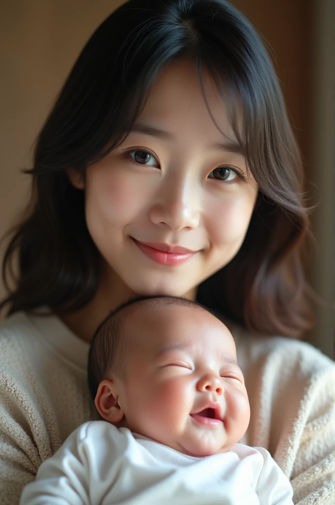 (Highest quality、Tabletop、8k、Best image quality、Award-winning works)、(Japanese high school girl holding a baby:1.3)、(Face close-up:1.1)、Big Breasts、Accentuate your body lines、Ultra HD Hair、Ultra high resolution perfect beautiful teeth、The most beautiful smile is looking at me、Ultra-high definition beauty face、Ultra HD Hair、Ultra HD Shining Eyes、Shining ultra-high definition white skin、Super high quality glossy lip、(Accurate anatomy:1.4)、(Extremely blurred luxury hotel bedroom background:1.1)、(Strongly blurred background:1.1)、Luxury wall decor、Luxury Interior