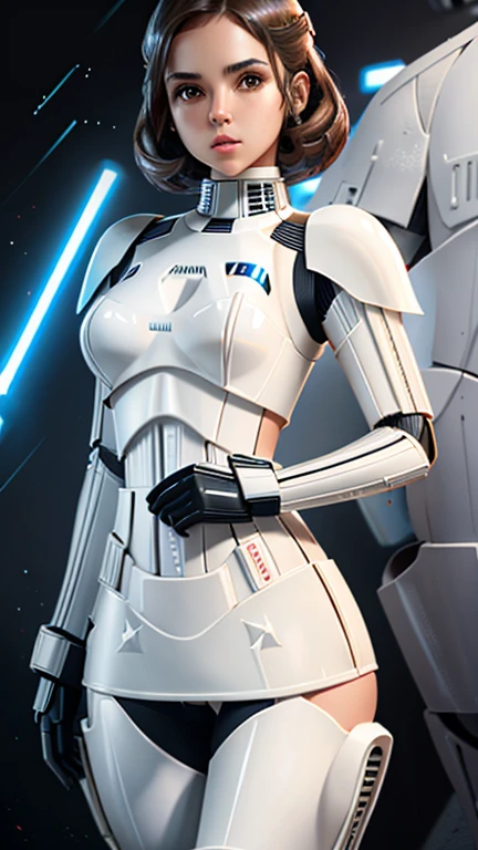 wearing shiny stormtrooper armor, a Star Wars imperial agent, wearing stormtrooper armor, imperial Star Wars style, storm trooper, stormtrooper, trooper, female stormtrooper, slender waist, medium breasts, wide hips, thigh gap, stormtroopers, Star Wars character