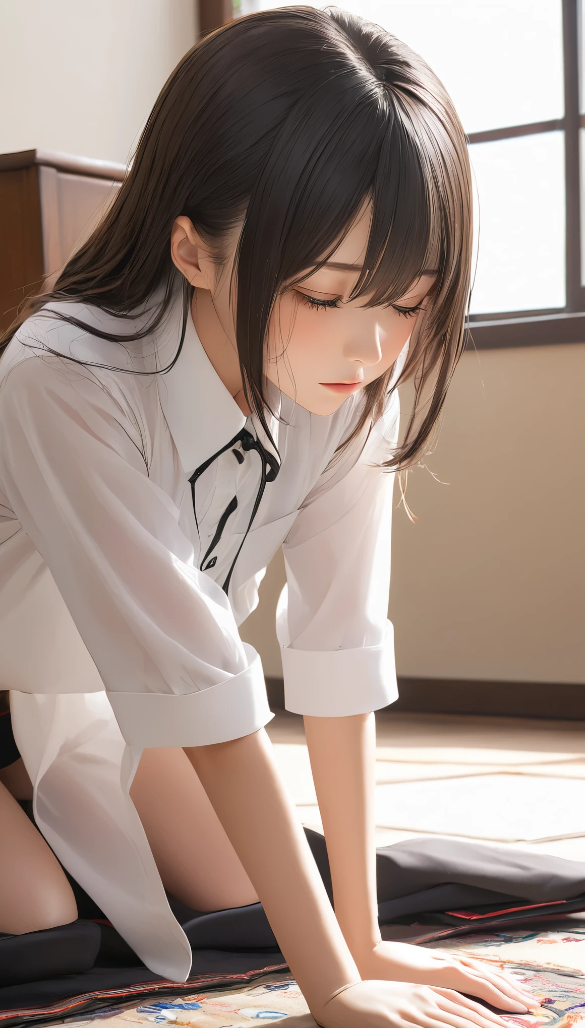 (masterpiece, Highest quality:1.2), One Girl, alone,Bony body、、Prostration