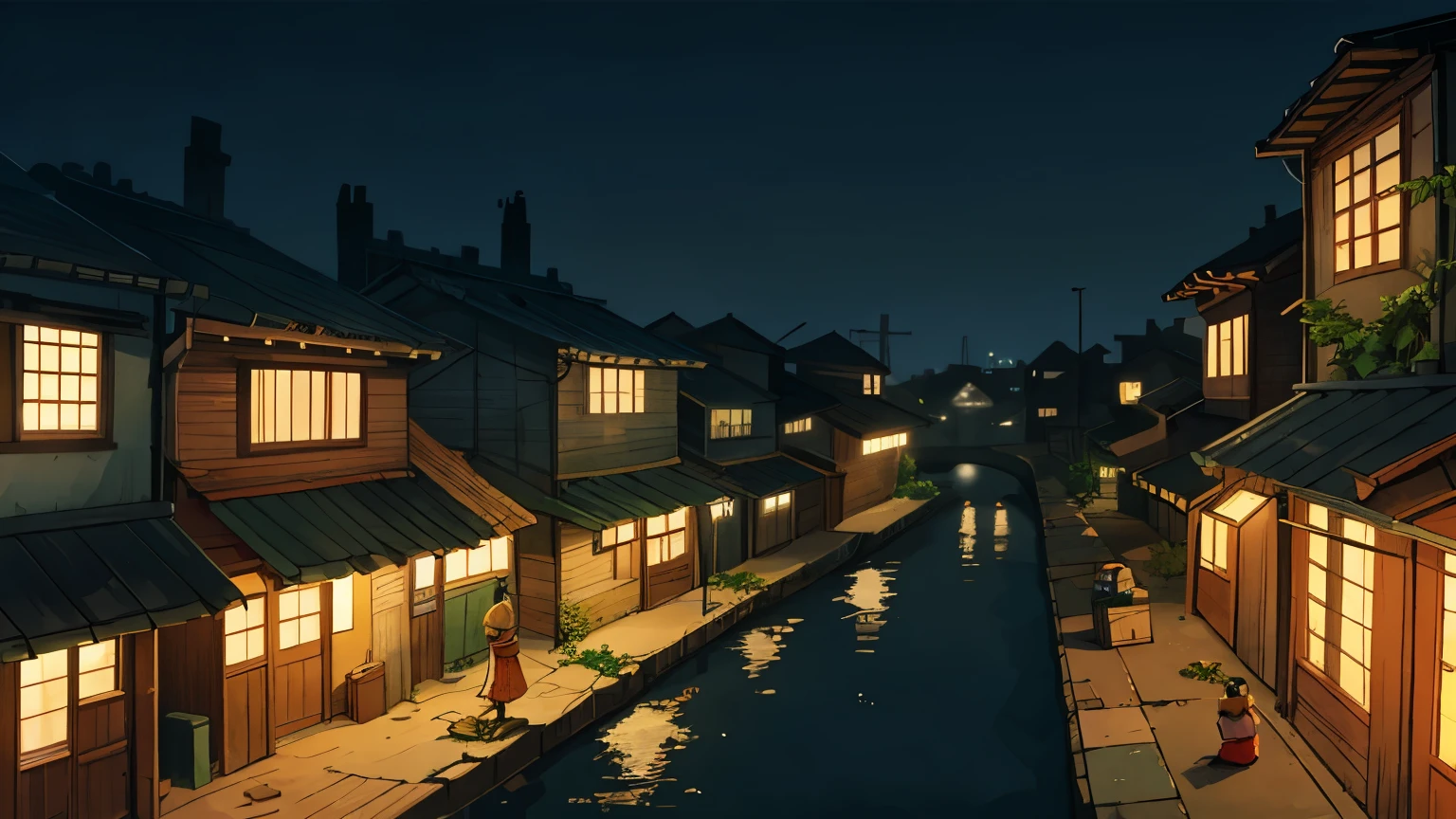 Fantasy City, poor, beggar, Medieval city, wooden住宅, Slums, not human, Dimly lit city, Soedney Century,It's black,night,night空,wooden,Home