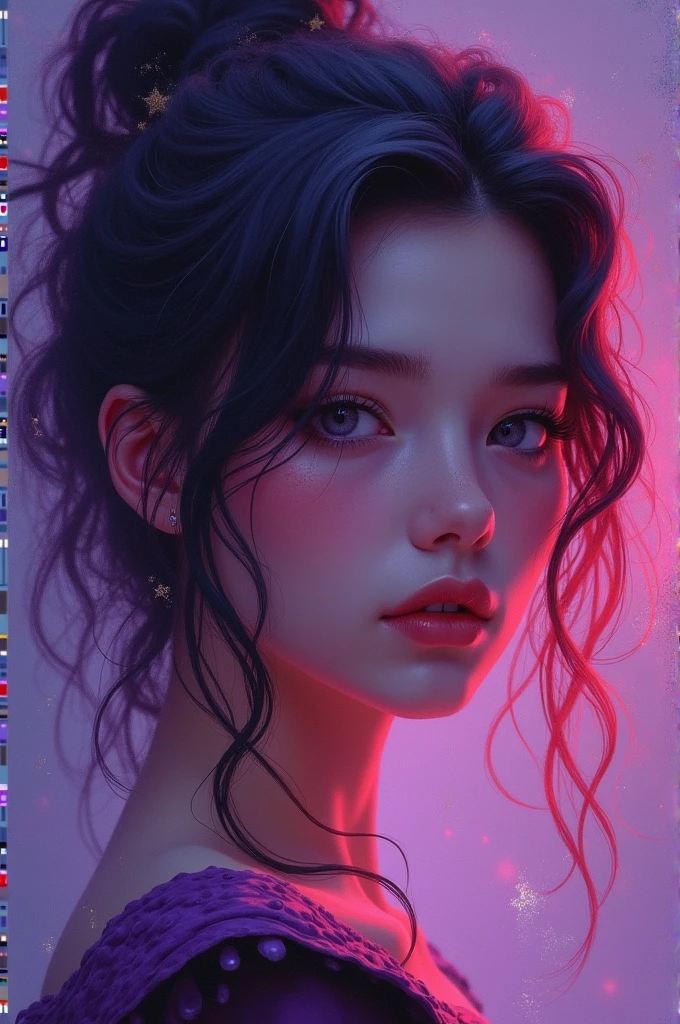 Zerg Queen Beautiful Girl: Lanlinger 18 years old, messy hair, oil painting, Beautiful perfect face, smooth skin perfect face, light purple and added purple, light red added, intricate details, splash screen, 8k resolution, masterpiece, beautiful face, mysterious magic array background