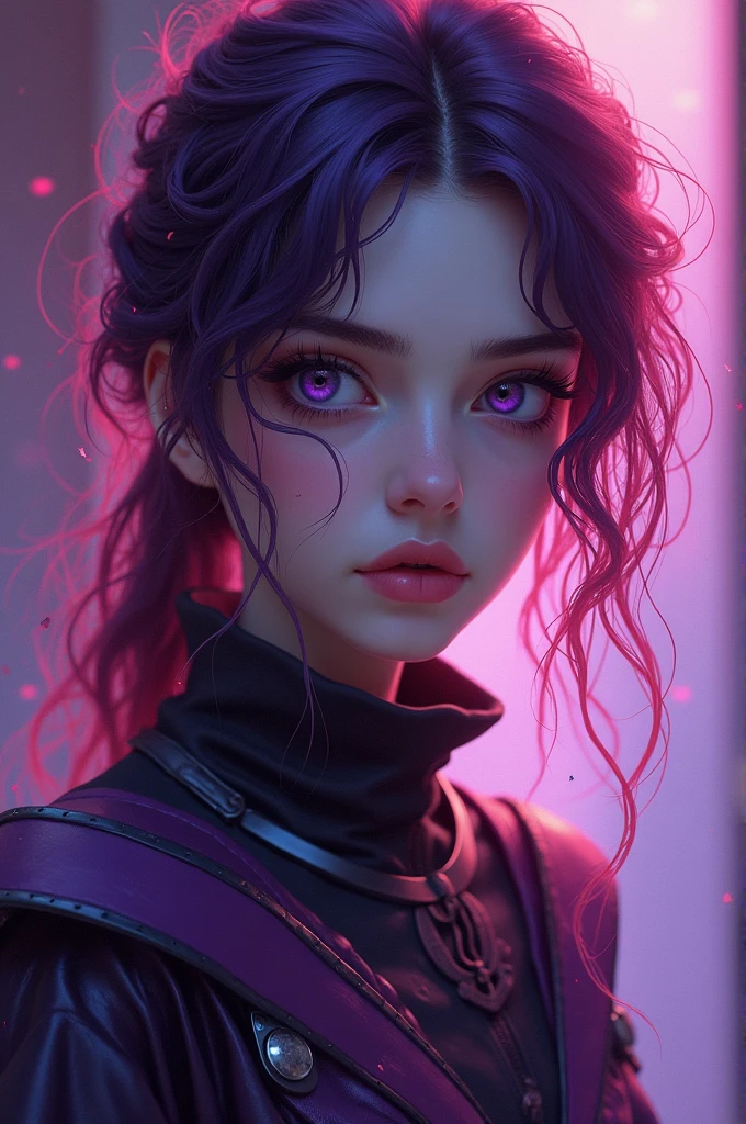 Zerg Queen Beautiful Girl: Lanlinger 18 years old, messy hair, oil painting, Beautiful perfect face, smooth skin perfect face, light purple and added purple, light red added, intricate details, splash screen, 8k resolution, masterpiece, beautiful face, mysterious magic array background