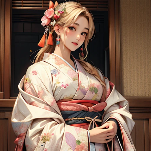 ((Highest quality)), ((masterpiece))、whole body、Hime cut、kimono、D Cup、Selfish Body、Dynamic