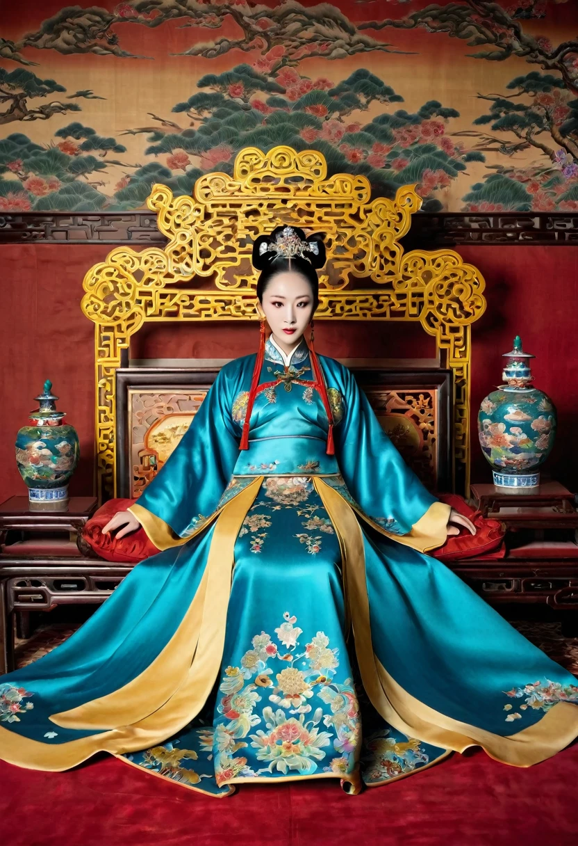 Gorgeous Empress of the Chinese Court during the Qing Dynasty Gorgeous Empress of the Chinese Court on a sofa, nude, large and golden, with her legs on the sofa, wide open, knees bent, in an M pose (pornographic pose), with her hair tied on both sides The background of this perverted and erotic woman wearing a crown and tying her hair is the Chinese court of the Qing Dynasty. The scene is set in the luxurious room of an empress in the Qing Dynasty Chinese court.
Translated with DeepL.com (free version)