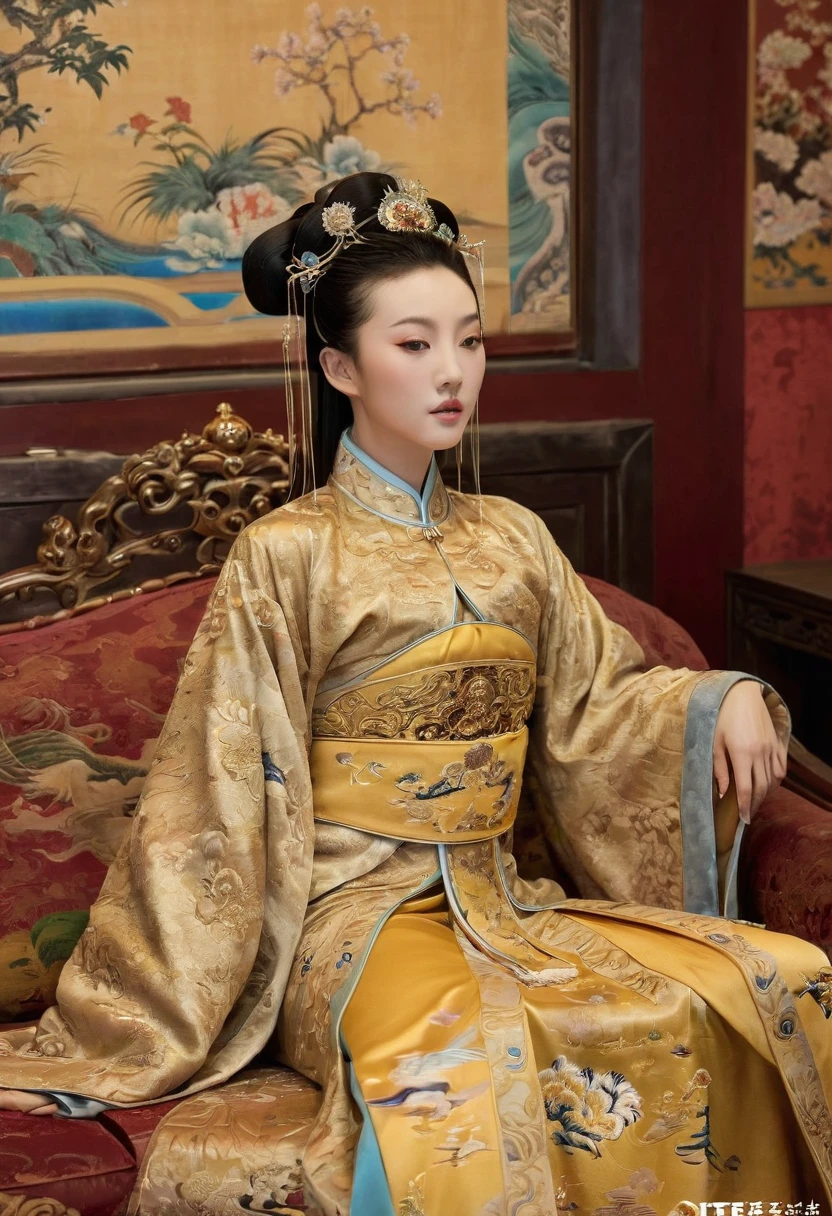 Gorgeous Empress of the Chinese Court during the Qing Dynasty Gorgeous Empress of the Chinese Court on a sofa, nude, large and golden, with her legs on the sofa, wide open, knees bent, in an M pose (pornographic pose), with her hair tied on both sides The background of this perverted and erotic woman wearing a crown and tying her hair is the Chinese court of the Qing Dynasty. The scene is set in the luxurious room of an empress in the Qing Dynasty Chinese court.
Translated with DeepL.com (free version)