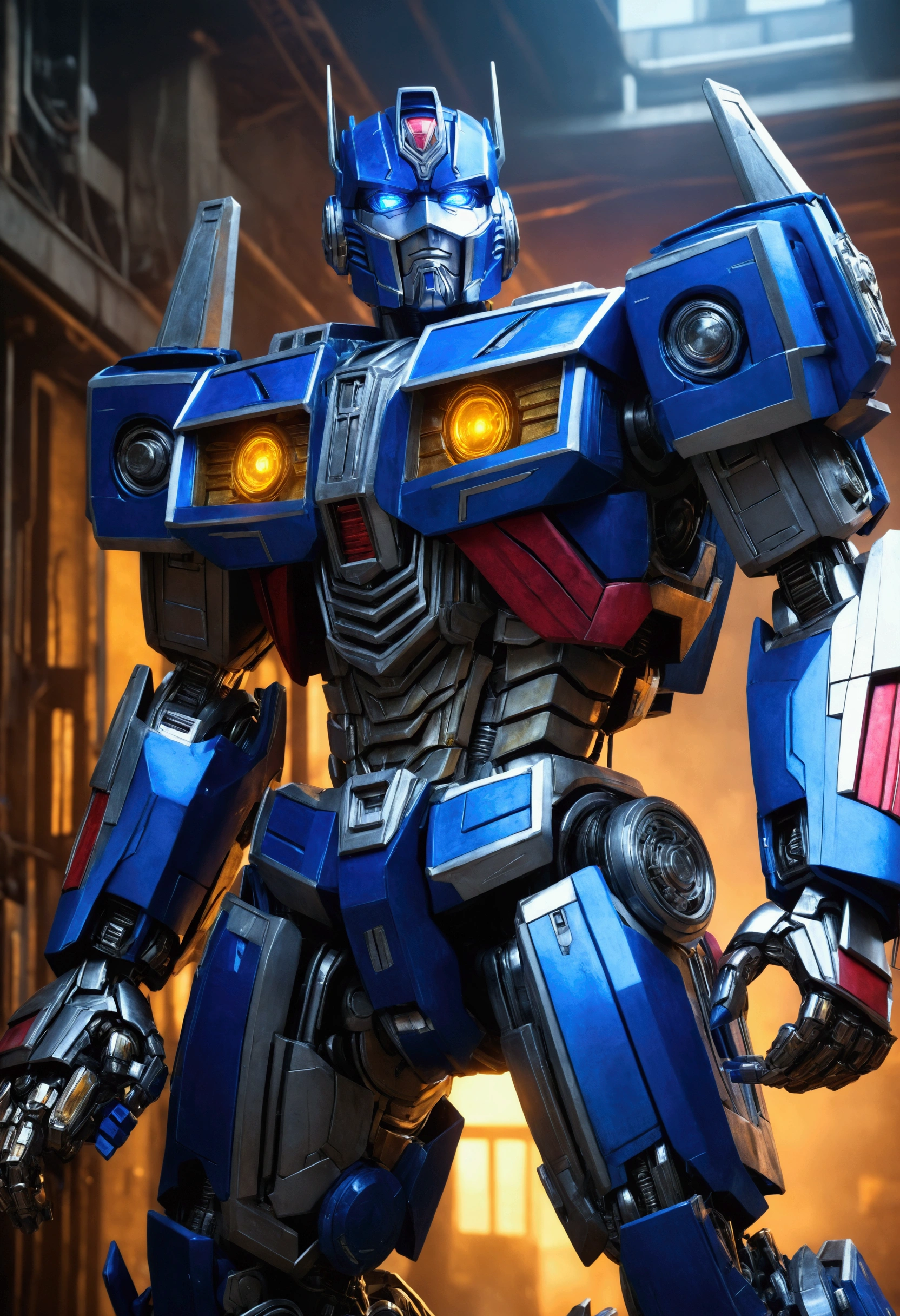 1girl in a maid outfit, Optimus Prime and Rem, highly detailed, photorealistic, hyperrealistic, 8k, (best quality,4k,8k,highres,masterpiece:1.2),ultra-detailed,(realistic,photorealistic,photo-realistic:1.37),HDR,UHD,studio lighting,ultra-fine painting,sharp focus,physically-based rendering,extreme detail description,professional,vivid colors,bokeh,transformers,science fiction,cyberpunk,intricate mechanical details,steampunk,glowing blue energy,dramatic lighting,volumetric fog