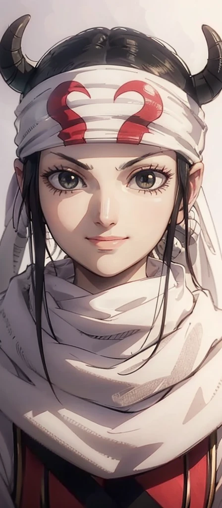 devilish smile beautiful girl bandana on fore head evil face