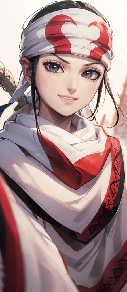 devilish smile beautiful girl bandana on fore head evil face