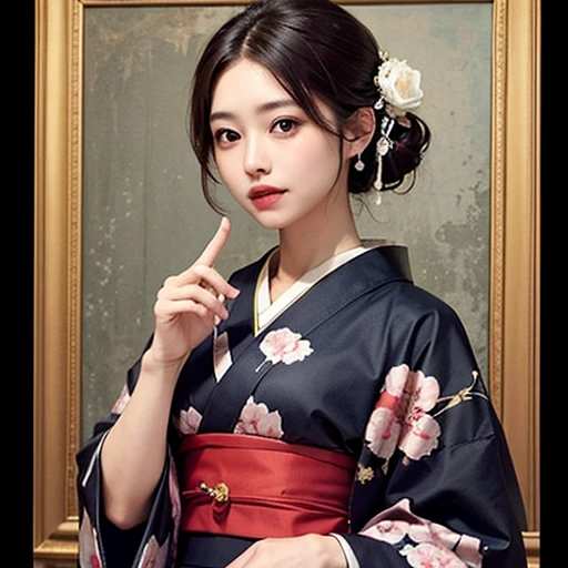 ((Highest quality)), ((masterpiece))、whole body、Hime cut、kimono、D Cup、Selfish Body、Dynamic