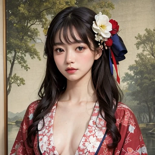 ((Highest quality)), ((masterpiece))、whole body、Hime cut、kimono、D Cup、Selfish Body、Dynamic