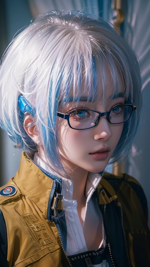 A woman with white hair and glasses is posing for a photo, Ultra realistic anime, Portrait Anime Astronaut Girl, Photorealistic Animation girl render, Real life anime girls, Photorealistic Animation, Inspired by Ren Mei, Gweiz-style artwork, Stunning Anime Face Portraits, Realistic cosplay, Mei&#39;s portrait from Overwatch, Realistic young anime girl