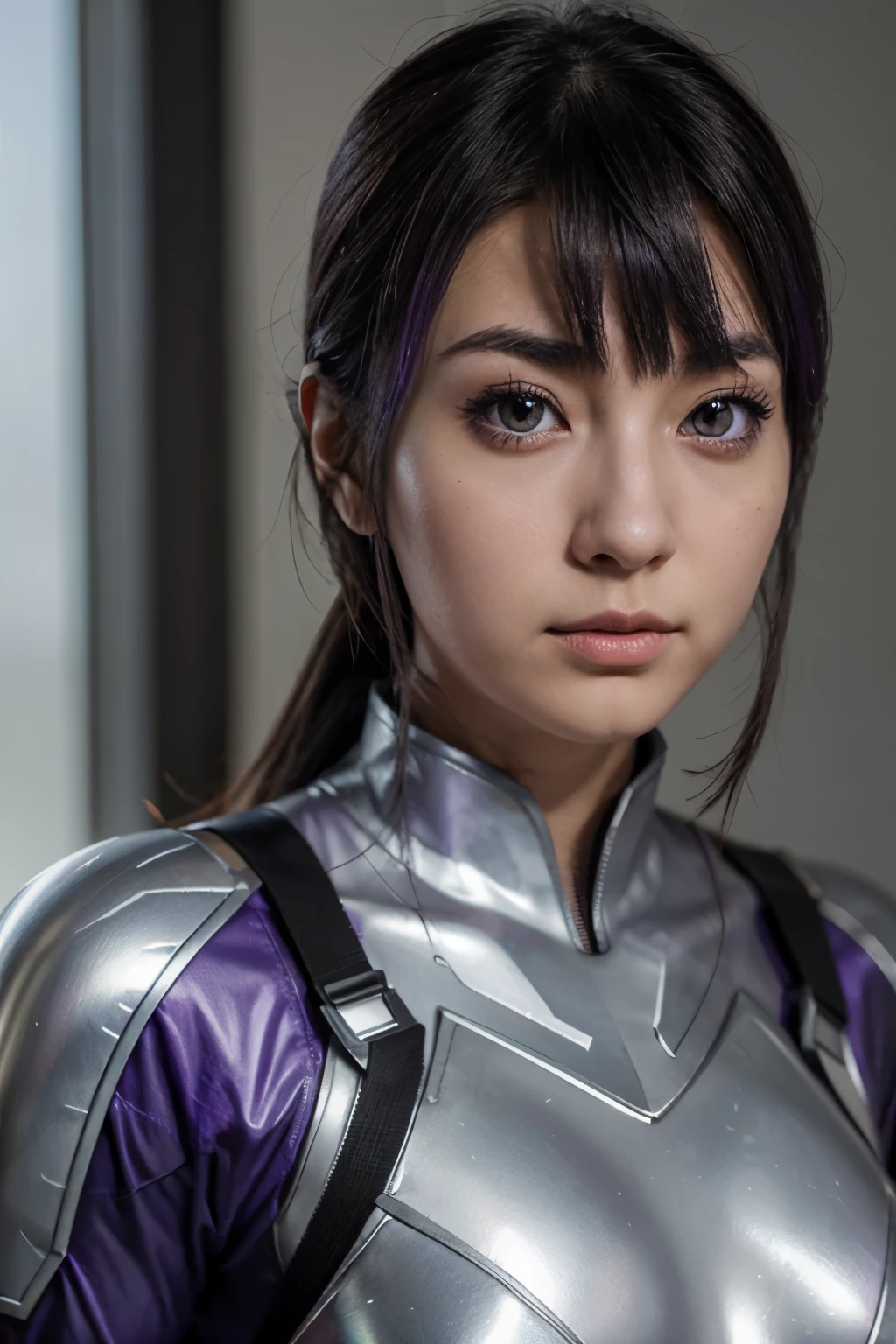 A female Ultraman with black purple eyes and gray purple eyes looks like Ultraman from my Japanese series.