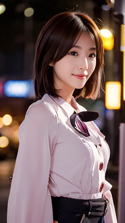 (1 girl, The buttons on the front of her blouse are undone.:1.2), Gorgeous Japanese actresses,
(RAW Photos, highest quality), masterpiece,
(Realistic, Photorealistic:1.4),
very delicate and beautiful, very detailed beautiful and detailed nose, beautiful & detailed, cinema lighting, gentle & feminine,
2k wallpaper, wonderful, finely, very detailed,
Very detailed CG Unity 8k 壁紙, high resolution,
beautiful detailed lady, very detailed目と顔,
soft light, bob hair, ponytail, short hair with bangs, hot pink hair, jensen_Huang_Iconic_Black_Jacket
BREAK
(Rain: 1.2), Tokyo Shibuya, City Lights,
Perfect Anatomy, slender body, medium breasts, kind smile, zoom-in face to waist, (candid_Shot RNG 25%), medium shot or cowboy shot, bokeh, SFW,)