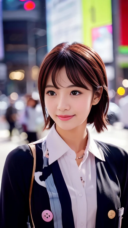 (1 girl, The buttons on the front of her blouse are undone.:1.2), Gorgeous Japanese actresses,
(RAW Photos, highest quality), masterpiece, 
(Realistic, Photorealistic:1.4), 

very delicate and beautiful, very detailed beautiful and detailed nose, beautiful & detailed, cinema lighting, gentle & feminine, 

2k wallpaper, wonderful, finely, very detailed,
Very detailed CG Unity 8k 壁紙, high resolution, 
beautiful detailed lady, very detailed目と顔,
soft light, bob hair, ponytail, short hair with bangs, hot pink hair, jensen_Huang_Iconic_Black_Jacket 

BREAK

(Rain: 1.2), Tokyo Shibuya, City Lights, 
Perfect Anatomy, slender body, medium breasts, kind smile, zoom-in face to waist, (candid_Shot RNG 25%), medium shot or cowboy shot, bokeh, SFW,)