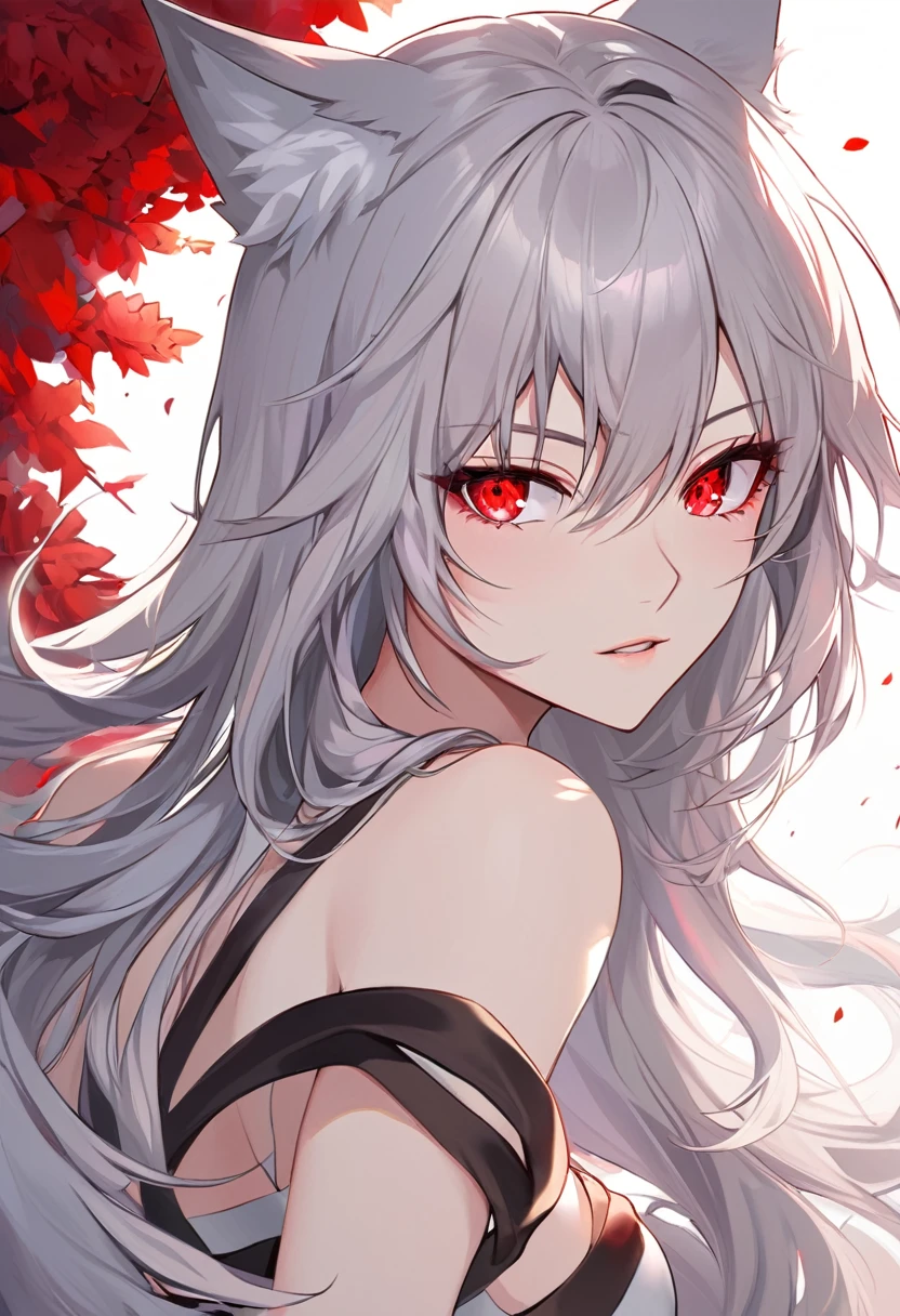 The wolf girl has red eyes and a big soul 