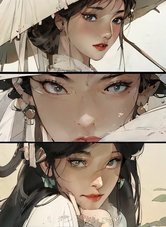 There are two photos，A woman holding an umbrella，The other is a cat, artwork in the style of Gu Weiss, Gu Weiss, Beautiful character painting, Gu Weiss on artstation pixiv, Gu Weiss on pixiv artstation, Stunning anime face portraits, Beautiful digital artwork, wlop rossdraws, Detailed digital anime art, Gu Weiss masterpiece,Which