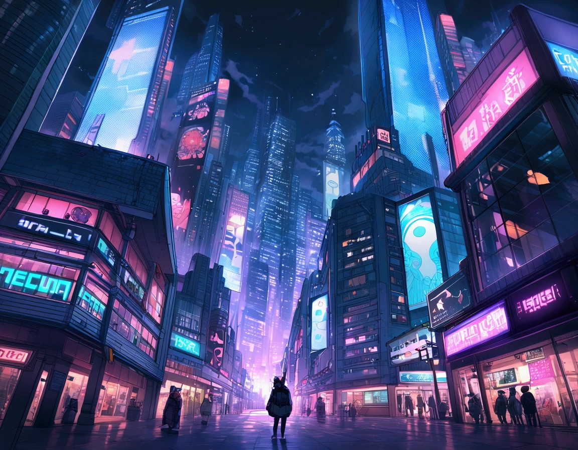 Vancouver Canada, Pokemon, Glass Buildings,, Pokemon Center, skyline of Vancouver, nighttime, dystopian, cyberpunk, supertall central skyscraper