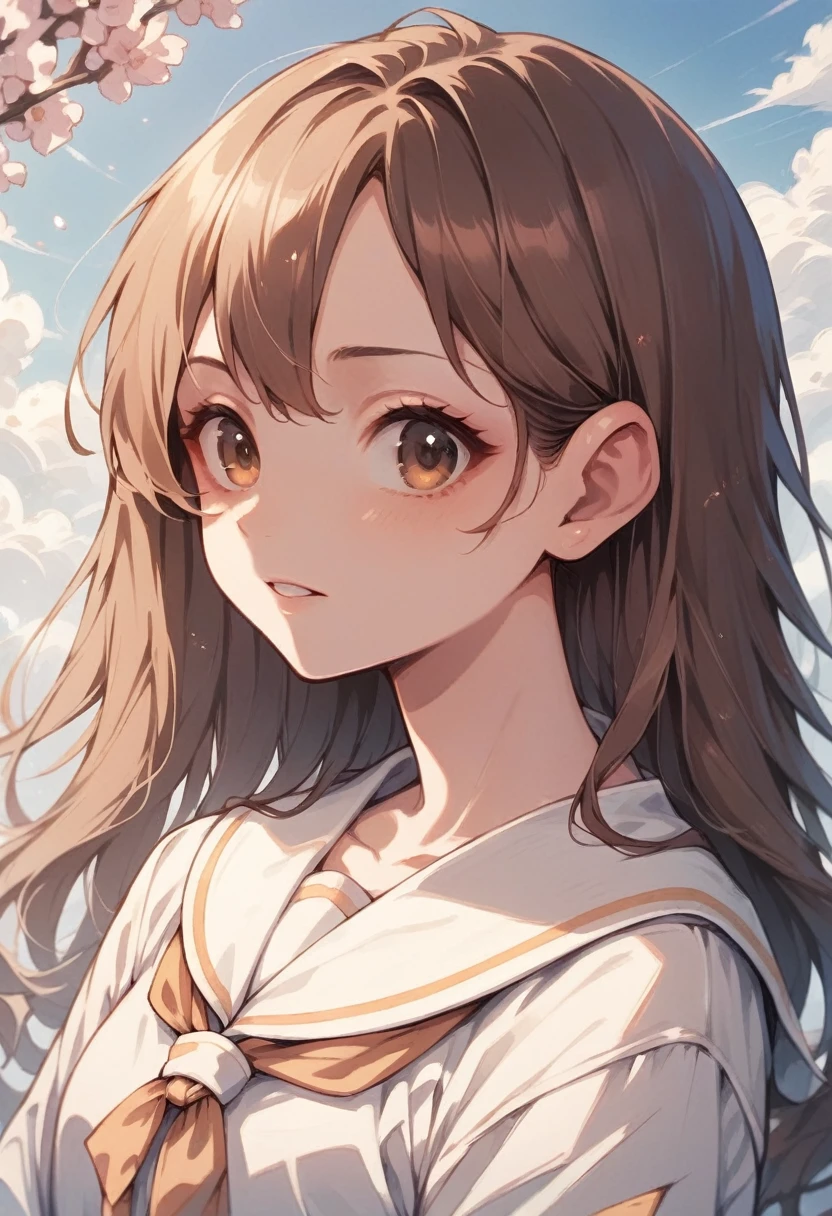 A girl, Brown eyes, Brown hair (Anime style)