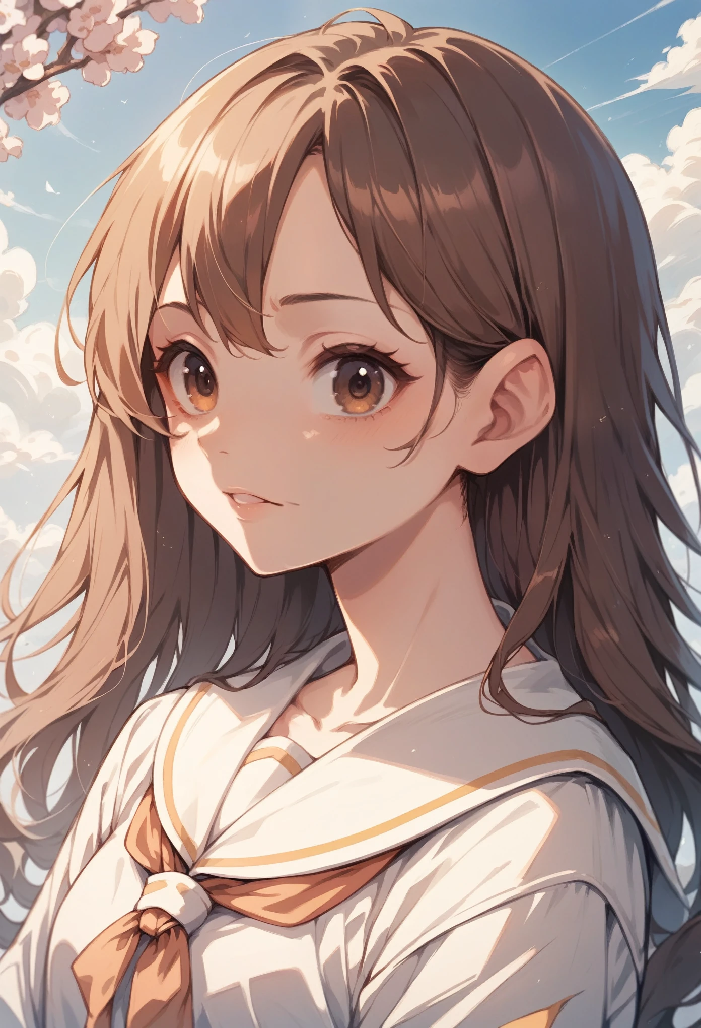A girl, Brown eyes, Brown hair (Anime style)