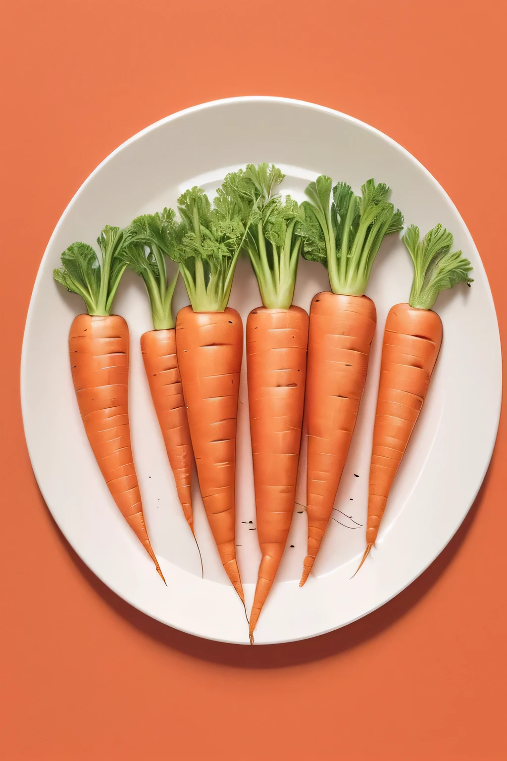Illustrations for children's picture books,realistic, detailed illustration,plate, (Carrot on dish:1.2), only Carrot, no other fruits, table, on, placed, bright, single-color, background, arrangement, red fruit, soft warm colors, fine details, simple background, hand-painted style, digital art touch,(illustration:1.5), (Watercolor:1,2), (focus on Carrot :1.3)