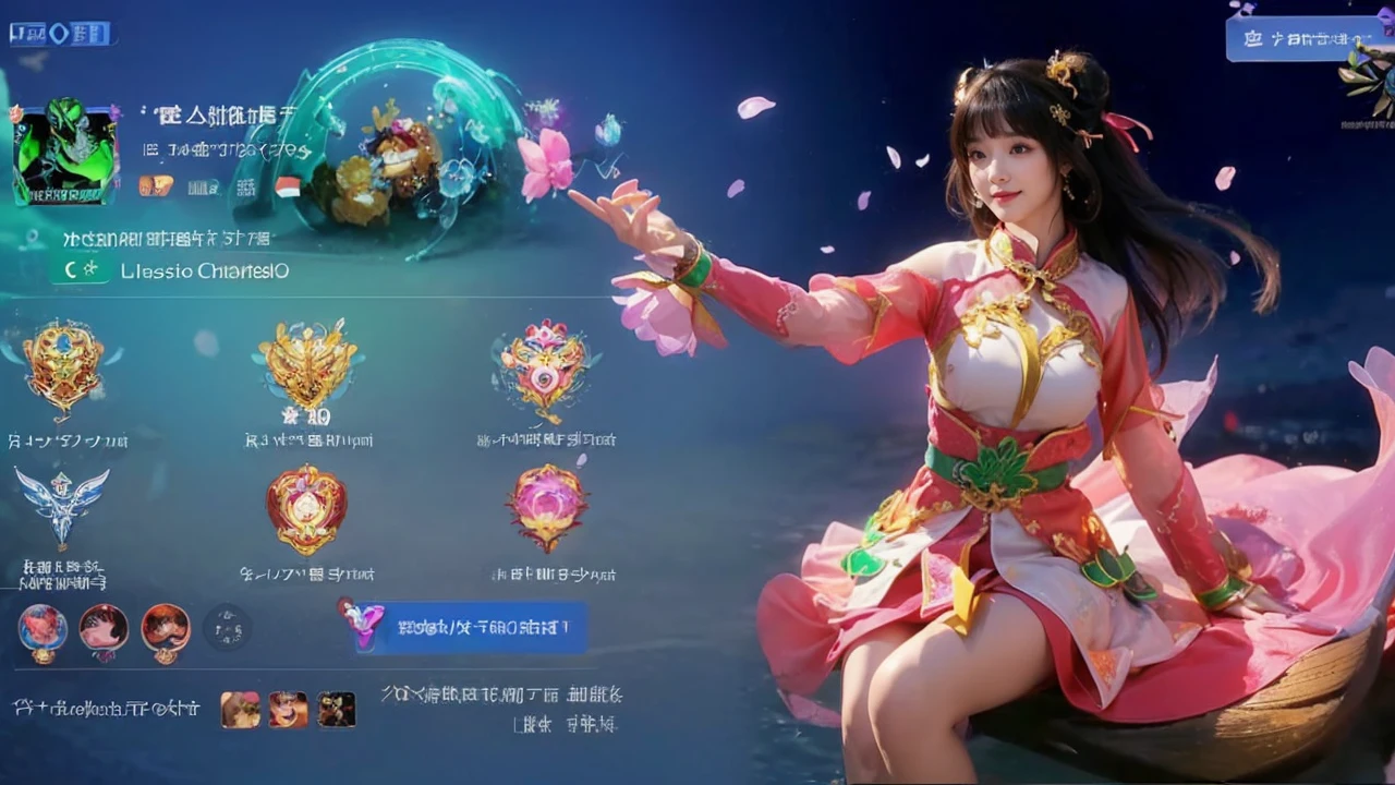 ((masterpiece、best quality))、shape、super detailed、8k、actual、sharp focus、Very detailed、professional lighting、spotlight、Colorful details、Detailed texture,A stunningly beautiful girl,Wearing a transparent cheongsam,(most suitable hairstyle:1.4)、(in the most helpful way:1.3)、(Half-length photo:1.4)、big breasts、perfect style、Body、18 years old、Smile、