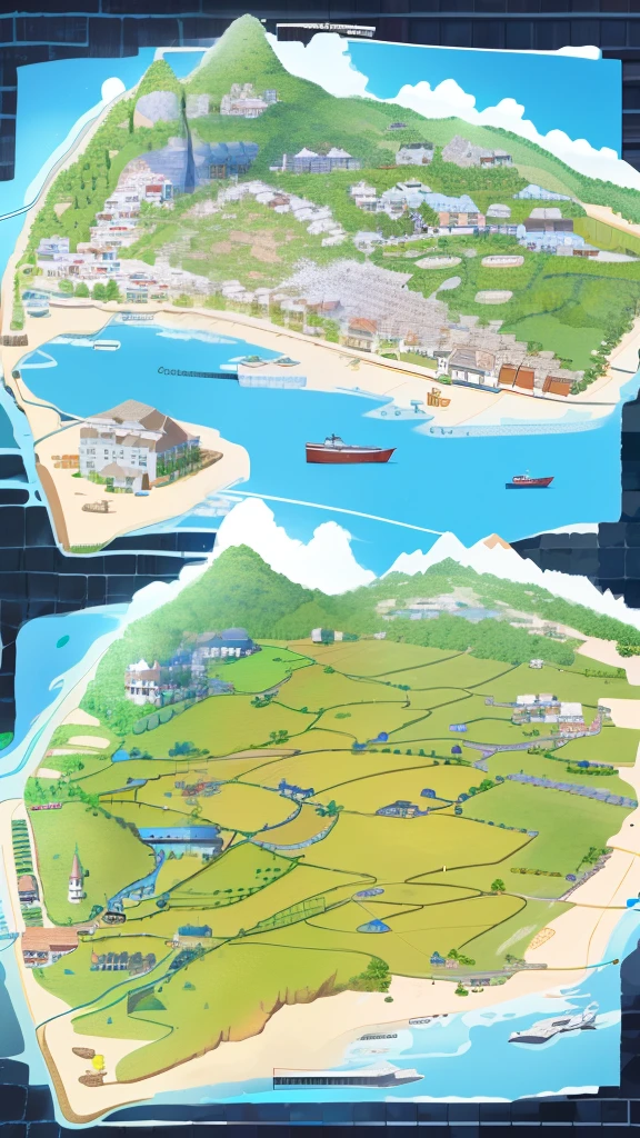 Generate a meticulously crafted Roblox game map, boasting several distinct villages. The central village stands out with its intricate houses and structures, each adorned with detailed textures and vibrant colors. Surrounding this hub are smaller villages, each embodying unique themes. The first of these is a forest village, nestled deep within the woods with towering trees and hidden paths, while the second is a coastal village, characterized by its sandy beaches, boat docks, and lighthouses. Lastly, there's a mountain village, replete with snow-capped peaks, icy rivers, and cozy ski lodges.
The map features an impressive network of rivers,