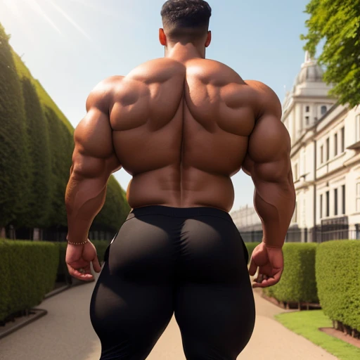 4 meter tall slightly overweight indian men. 20 years old. Childish Young hairless fresh face. In london with friend. Very sexy Posing for camera. Muscular. Wearing a henley and a tight black sweat pants. Big ass. Smooth body and face. Belly seen. Long long legs. View from the back. Sunlight.