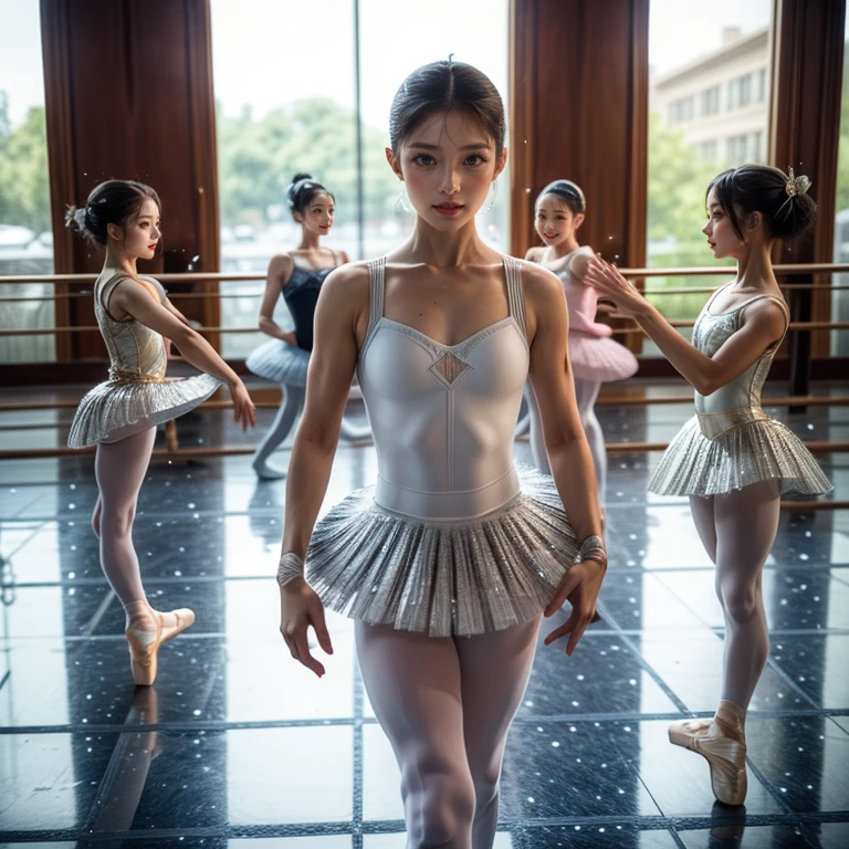 SFW,  ExtremelyDetailed (((Ballet Kids group in a row:1.4))), Childish perfect face, Reflective Eyes, Detailed(Delicate Clothing textures), Corrected Leg to Foot Line, Corrected Perfect Hand, Dynamic Joyful Expressions LifeLike Rendering, ((Specular Reflection:1.28)), mirrors, TopQuality 8K Ultra-detailed masterpiece (ProfessionalPhoto:1.37)(Acutance:0.8),(Luminism:1.22),