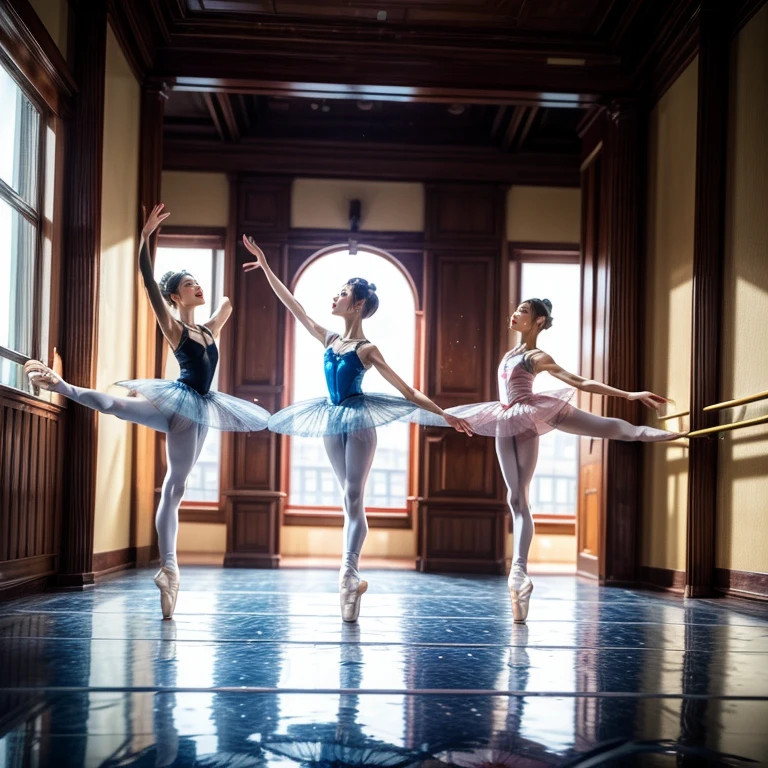 SFW, ExtremelyDetailed (((Ballet Kids group in a row:1.4))), Childish perfect face, Reflective Eyes, Detailed(Delicate Clothing textures), Corrected Leg to Foot Line, Corrected Perfect Hand, Dynamic Joyful Expressions LifeLike Rendering, ((Specular Reflection:1.28)), mirrors, TopQuality 8K Ultra-detailed masterpiece (ProfessionalPhoto:1.37)(Acutance:0.8),(Luminism:1.22),