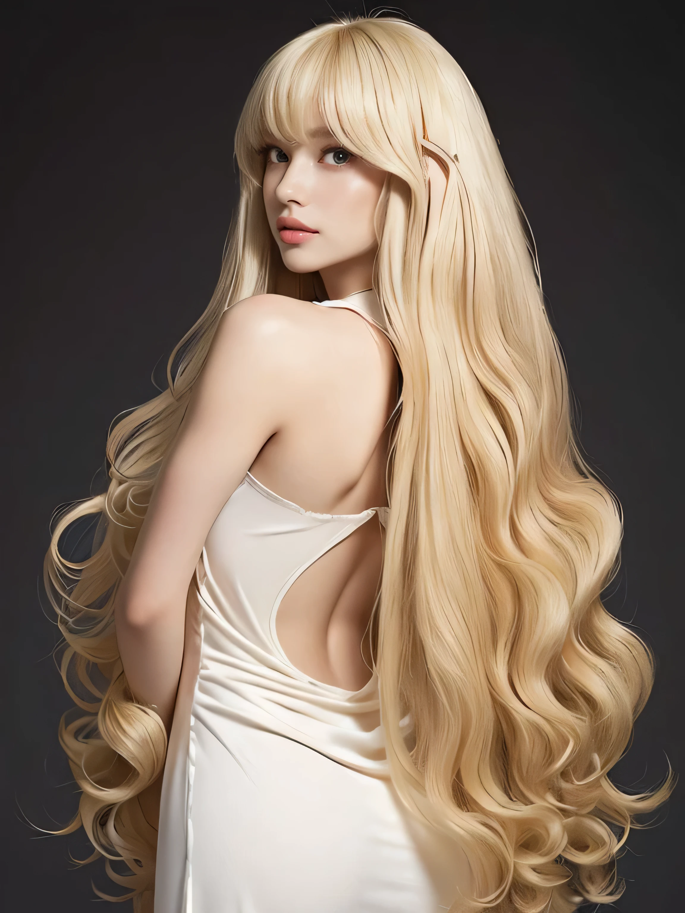 (Pure white wall background:1.8. Upper body photo from the knees up) ((Random poses to reveal as much of the dress as possible, Keep your back and hair as clean as possible.:1.5)) ((Her hair is incredibly straight.:1.5)) ((Beautiful model with long blonde hair, girl with super length Hair, extremely length Hair, extra length Hair, very long, Flowing Hair, very length Hair, length Hair girl, very long, Flowing blonde hair, length Hair windy, very longbionde, length, Flowing Hair, length and or curly hair, with length Hair, length Hair!!!! Her Highest quality hair is long and 真っ直ぐ or curly hair very long, Highest qualityのブロンド, length hair in the center, Highest quality long Straight or curly hair, length, Straight or curly hair, beautiful, High quality blonde hair, length and bionde Highest quality Straight or curly hair, length Hair, length and Straight or curly hair, Highest quality bionde, Perfect silky Straight or curly hair of the Highest quality, Straight or curly hair, Highest quality bionde, length bionde Straight or curly hair, length, Light blonde hair Her hair is long and Straight or curly hair, very longbionde, length hair in the center, length Straight or curly hair, length, Straight or curly hair, beautiful hair of the Highest quality, length Hair, length, Straight or curly hair bionde , length and free Straight or curly hair bionde, Straight or curly hair bionde)) (Her bangs are perfect.:1.3) (France's most beautiful 24-year-old hair model) ((Highest quality)), ((masterpiece)), (Family Friendly) (Get used to it) Perfect Face (Her skin is a typical French complexion....、And very detailed) (Big Breasts) (She is wearing a gorgeous light blue princess dress:1.5) (She has a beautiful French face and a typical French figure...., Narrow eyes) (She has perfect beautiful makeup and face Lipstick is light red A solid eyeliner) ((Rich 1.4)) (Extremely detailed 8K) (Ultra-fine skin texture 1.4) (Now, Vibrant:1.4), double eyelid Sharp focus:1.2、Beautiful woman:1.4 Dynamic Lighting (Genuine RAW photos taken by professional photographers