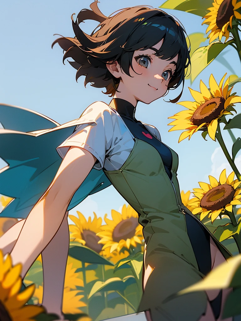master piece, best quality, for below, cinematic angle, upper body , pigeon toed,
Anime-style Moe illustration, summer vacation theme, 20-year-old woman, sunflowers, short hair,
Micro bikini, slightly inner thighs, smile, accurate drawing, Active pose, Active Angle,