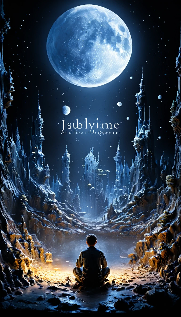 Moonlight confession, J'ai demandé à la lune si tu voulais encore de moi. Elle m'a dit j'ai pas l'habitude de m'occuper des cas comme ça. Cinématique, Éclairage dramatique, Extrêmement clair, masterpiece surréaliste à couper le souffle,(Masterpiece, la plus haute qualité, art officiel, sublime et esthétique:1.5), clivage