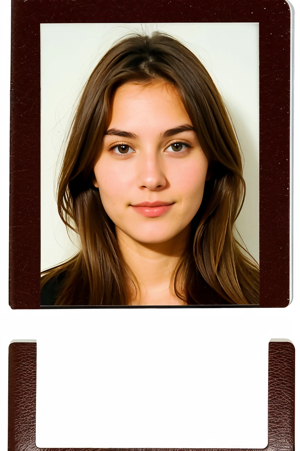 white girl, light brown hair, passport photo