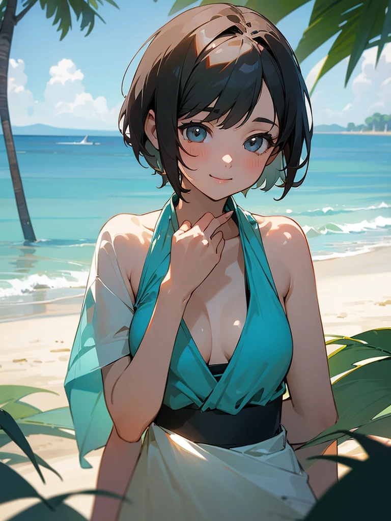 master piece, best quality, for below, cinematic angle, upper body , pigeon toed,
Anime-style Moe illustration, summer vacation theme, 20-year-old, 2Girls, kissing, Beach,Tree Shade, short hair,
Micro bikini, slightly inner thighs, smile, accurate drawing, Active pose, Active Angle,