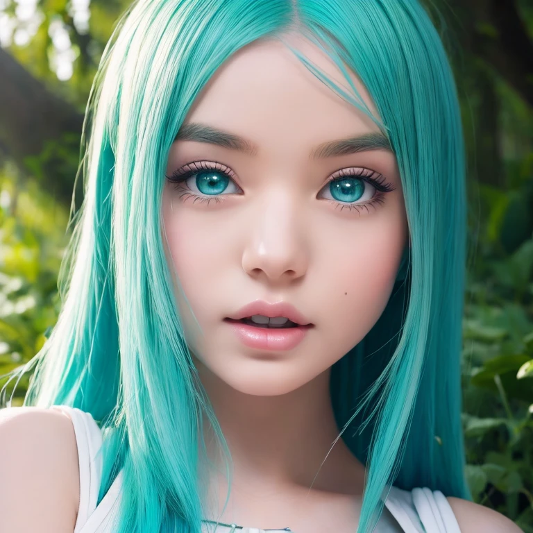 (VI-000020:1.2), (ultra photorealistic:1.3), (masterpiece:1.4), Best quality, ((realistic)), high quality, Ultra detailed, ((realistic anime face)), ((realistic skin)), ((realistic body)), ((sexy pose)) (Best quality:1.1), (illustration:1.05), (1 girl:1.05), (Cute:1.05), (beautiful detailed eyes:1.05), (cinematic light:1.1), Light blue highlights, pink hair all over the body, 1 girl, Cute tyrant portrait, sea green hair, bright eyes, White dress, the temple, looking at the viewer forest landscapes of Warcraft