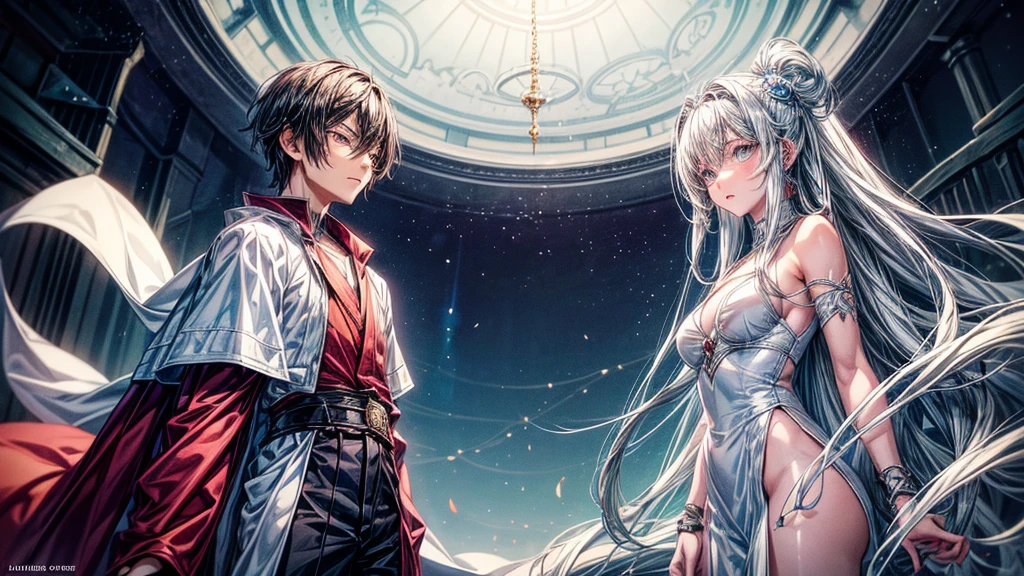 Scene 2: The Mysterious Stranger
- Akira in a white school t-shirt meets a mysterious woman named Lila, who claims to be from the realm of Aevum.
- Lila explains that Akira has been chosen as the Chrono Weaver, destined to wield ancient magic.
make these charater talking and lila in a fantasy goddes dress