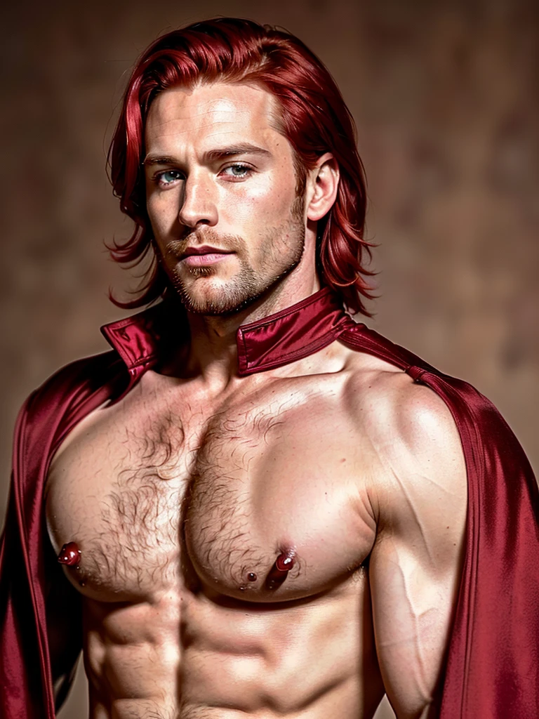 Masterpiece, (((35-year-old cherry red-hair Man with beautiful face))) (((focus on eyes: Pretty eyes))) (((Fantasy: Middle age))) Duke. Ducal clothing. (((accurate hands, accurate eyes))) very detailed 8k HD high definition detailed realistic, skin detailed texture (((accurate male anatomy)))
