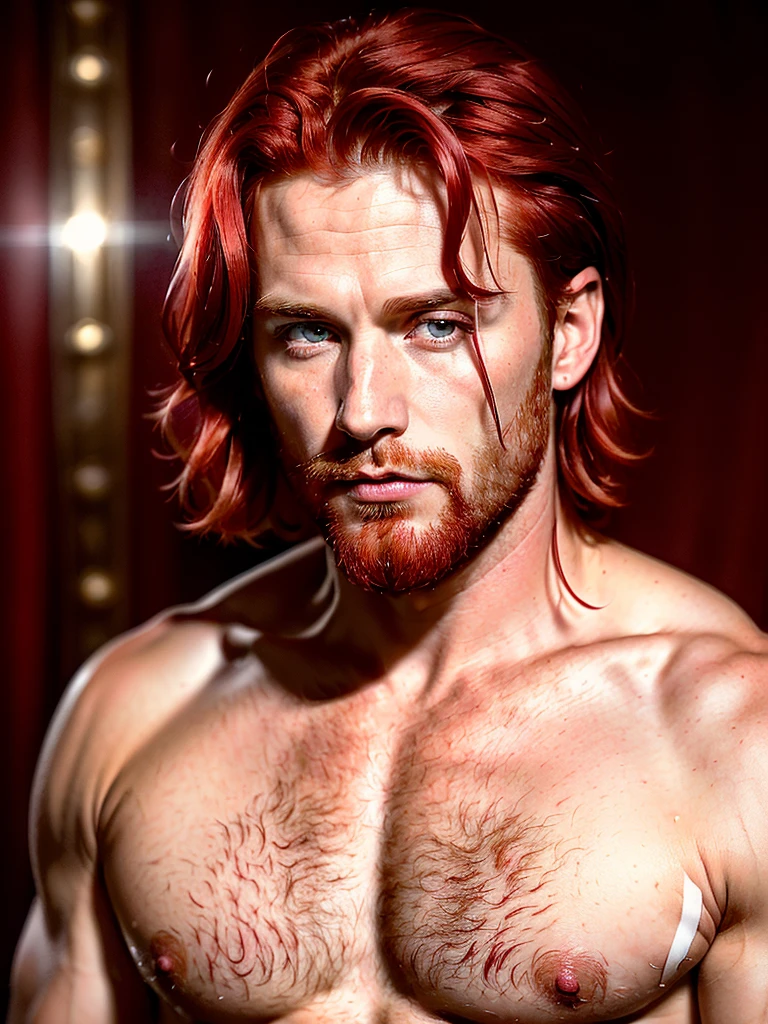 Masterpiece, (((35-year-old cherry red-hair Man with beautiful face)))  (((focus on eyes: Pretty eyes))) (((Fantasy: Middle age))) Duke. Ducal clothing. (((accurate hands, accurate eyes))) very detailed 8k HD high definition detailed realistic, skin detailed texture (((accurate male anatomy))) 