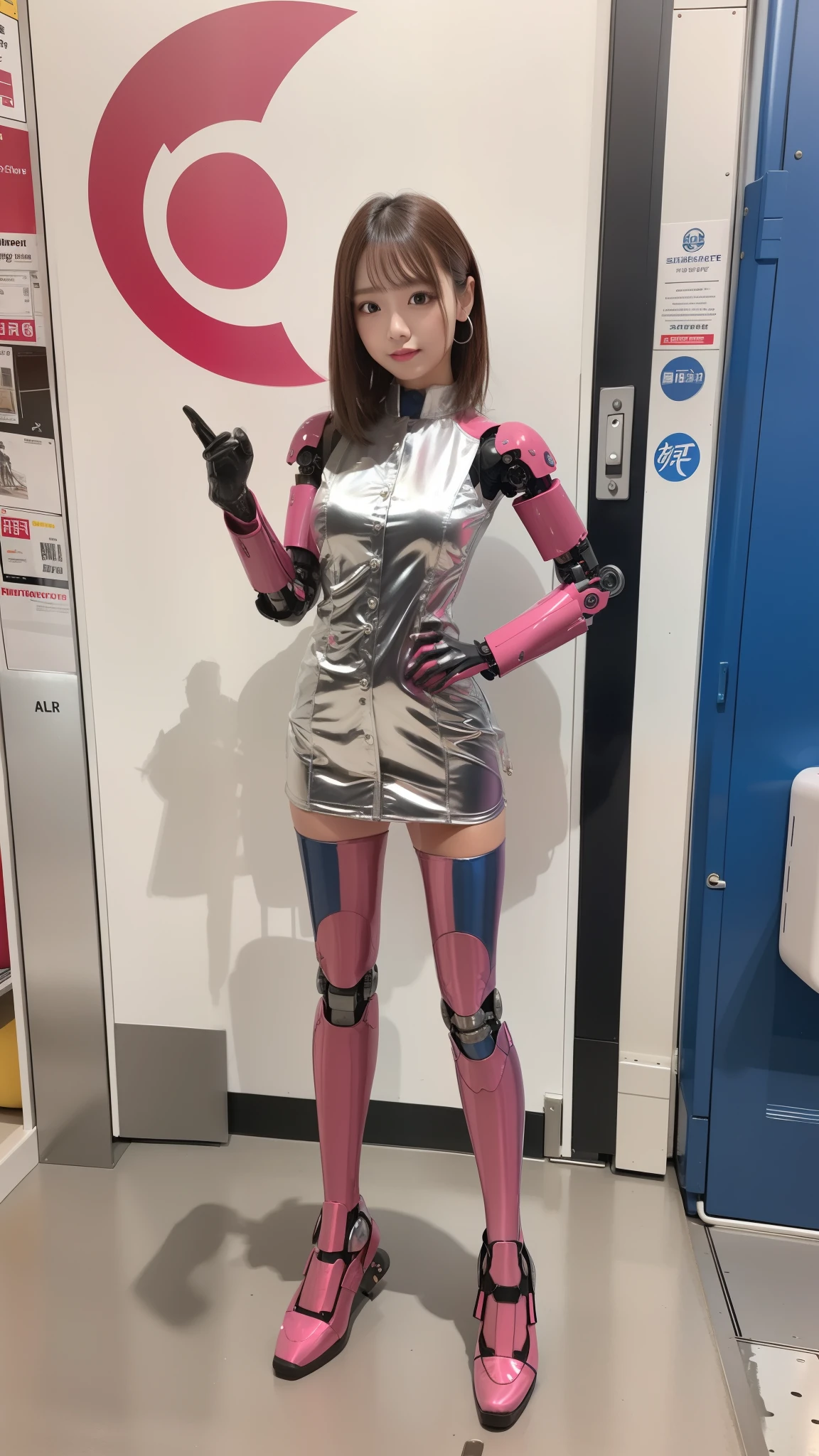 Silver satin nurse uniform, Silver satin nurse costume, robot
