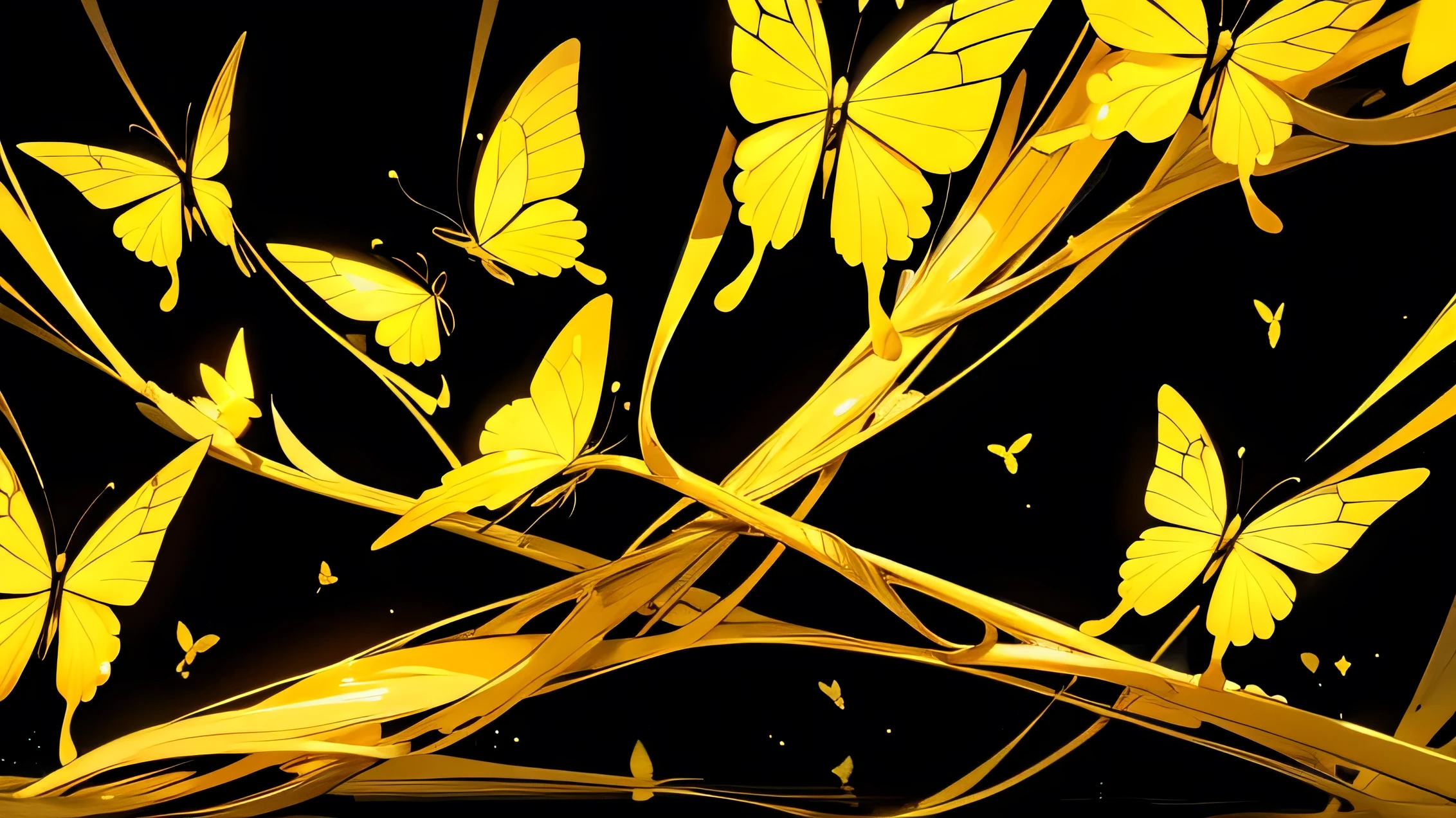 Golden butterfly background in black and yellow tones、No people!!!