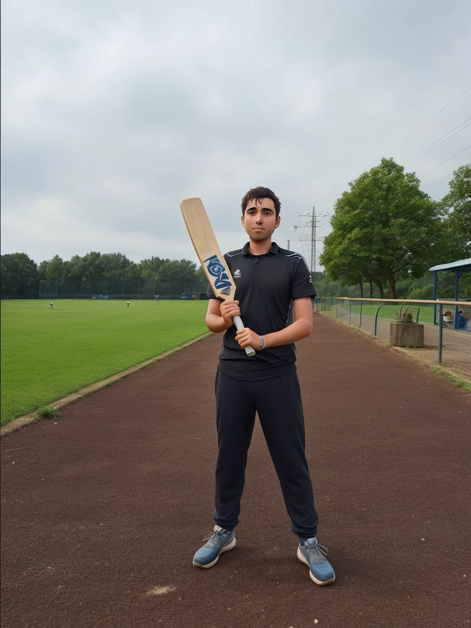 Masterpiece,1guy, playing cricket on a field