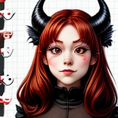 悪魔のcute女の子1人、9 Grid、9 emoticons、cute、devil's figure、horn、tail、Various expressions、8k