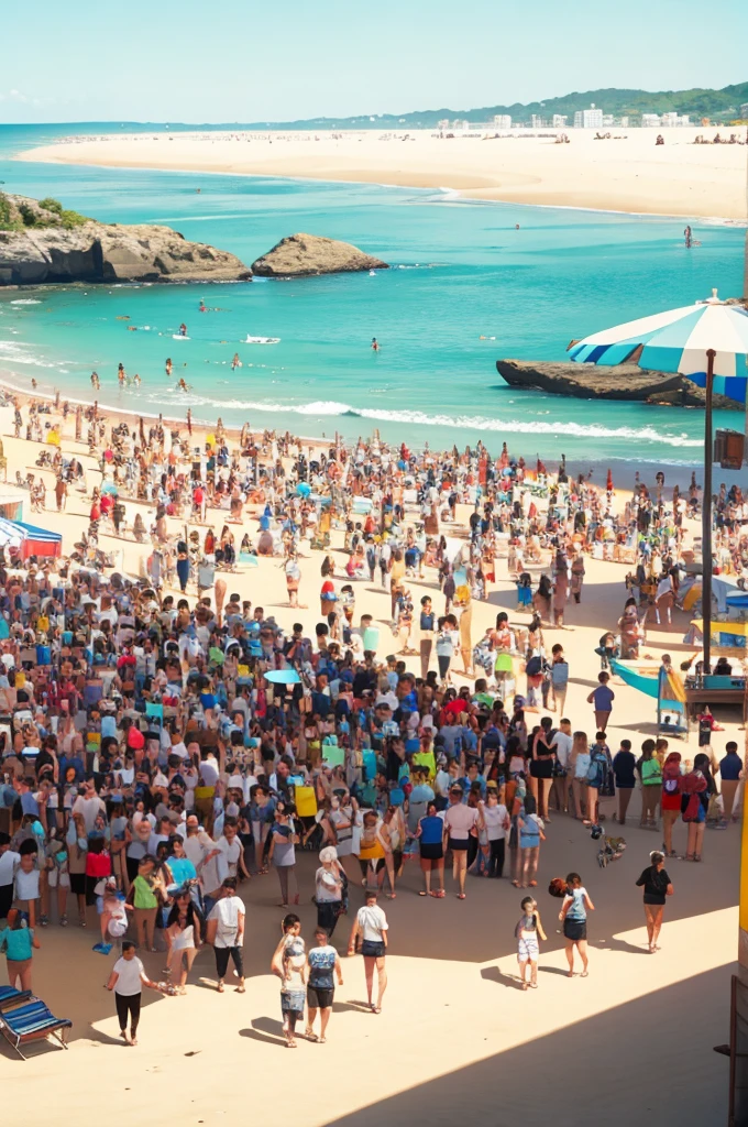 crowd, beach